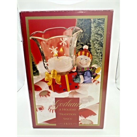 Gorham Other - Gorham Winter Follies Snowman Votive‎ Candleholder 5" Christmas Handpainted NIB
